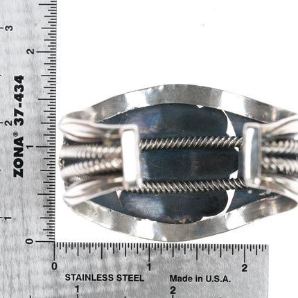 6.25" Vintage Navajo silver high grade natural black web turquoise cuff bracelet - Estate Fresh Austin