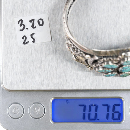 6.25" Vintage Navajo silver high grade natural black web turquoise cuff bracelet - Estate Fresh Austin