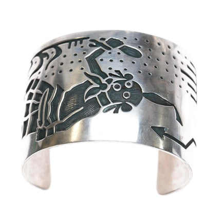 7.25" Manuel Hoyungowa. c:(1953-2011) Hopi overlay cuff bracelet Sterling silver - Estate Fresh Austin