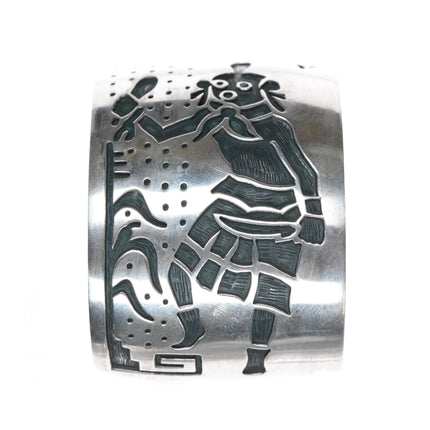 7.25" Manuel Hoyungowa. c:(1953-2011) Hopi overlay cuff bracelet Sterling silver - Estate Fresh Austin