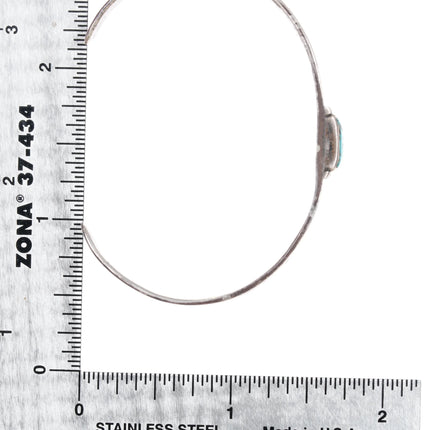 6" c1920's Navajo ingot silver cuff bracelet with turquoise - Estate Fresh Austin