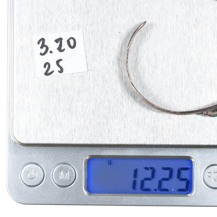 6" c1920's Navajo ingot silver cuff bracelet with turquoise - Estate Fresh Austin