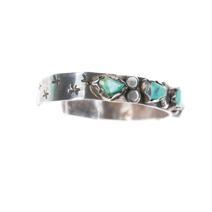 6" c1950's Zuni silver carved green turquoise cuff bracelet - Estate Fresh Austin