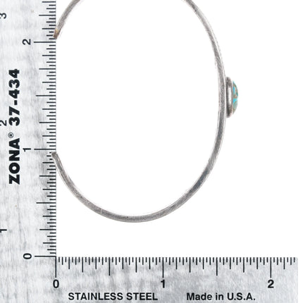 6" c1920's Navajo ingot silver slim cuff bracelet with turquoise - Estate Fresh Austin