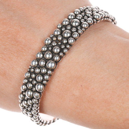 6.25" Elgin Tom Navajo sterling beads cuff bracelet - Estate Fresh Austin