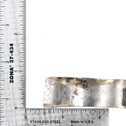 7" Crude Haida silver cuff bracelet xmas gift - Estate Fresh Austin