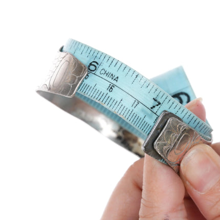 7" Crude Haida silver cuff bracelet xmas gift - Estate Fresh Austin