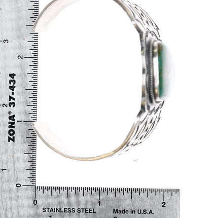 6.875 Paul Begay Navajo silver cuff bracelet with nice turquoise - Estate Fresh Austin