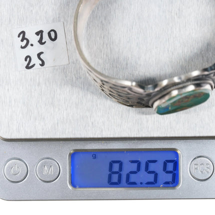 6.875 Paul Begay Navajo silver cuff bracelet with nice turquoise - Estate Fresh Austin