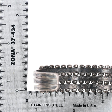 6.5" c1930's Zuni 3 row snake eye turquoise stamped silver cuff bracelet - Estate Fresh Austin