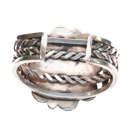 6.5" Heavy c1960's Vintage Navajo silver cuff bracelet with turquoise - Estate Fresh Austin