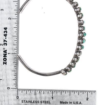 6.25" 1930's Sturdy Zuni sterling silver turquoise 2 row snake eye cuff bracelet - Estate Fresh Austin