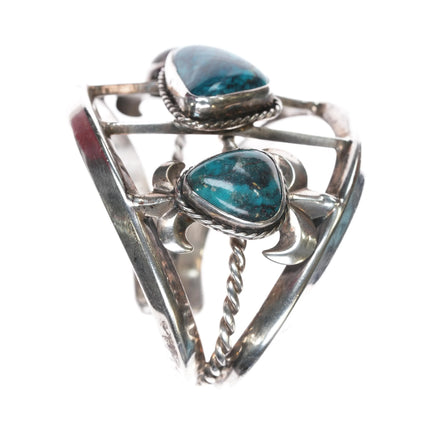 6.25" JT Bisbee Turquoise 3 stone cast sterling silver cuff bracelet - Estate Fresh Austin