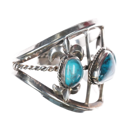 6.25" JT Bisbee Turquoise 3 stone cast sterling silver cuff bracelet - Estate Fresh Austin