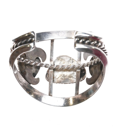 6.25" JT Bisbee Turquoise 3 stone cast sterling silver cuff bracelet - Estate Fresh Austin