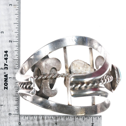 6.25" JT Bisbee Turquoise 3 stone cast sterling silver cuff bracelet - Estate Fresh Austin