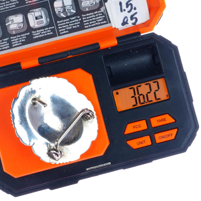 small Vintage Navajo silver nicely stamped belt buckle with lapis - Estate Fresh Austin