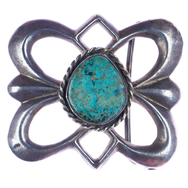 Vintage Navajo silver belt buckle with turquoise 1