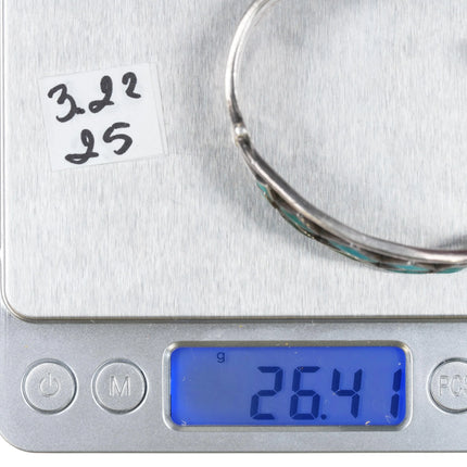 6.25" Jimmie Etsate Zuni Sterling - turquoise channel inlay 2 row cuff bracelet - Estate Fresh Austin