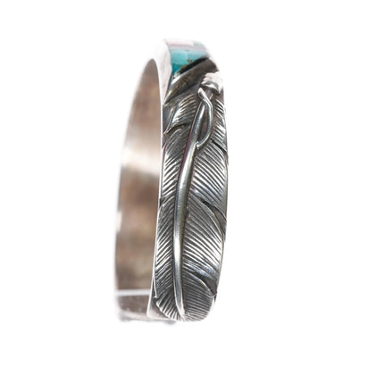 6.625" Pete Sanchez Isleta Pueblo Sterling multi-stone inlay cuff bracelet - Estate Fresh Austin