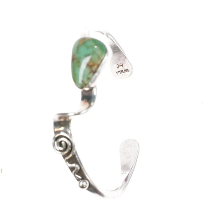 6.25" JT Southwestern sterling green turquoise modernist cuff bracelet - Estate Fresh Austin