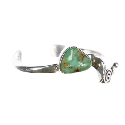 6.25" JT Southwestern sterling green turquoise modernist cuff bracelet - Estate Fresh Austin