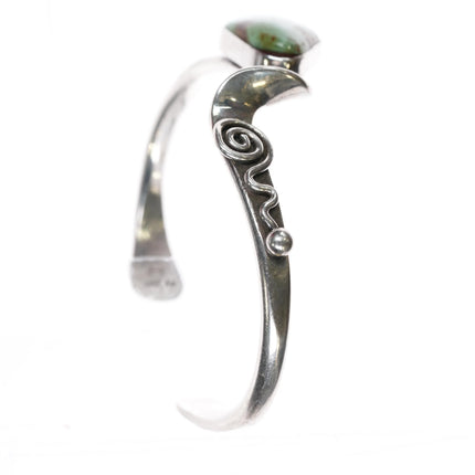 6.25" JT Southwestern sterling green turquoise modernist cuff bracelet - Estate Fresh Austin