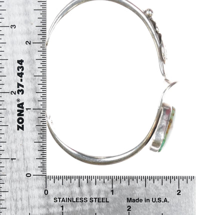 6.25" JT Southwestern sterling green turquoise modernist cuff bracelet - Estate Fresh Austin