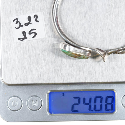 6.25" JT Southwestern sterling green turquoise modernist cuff bracelet - Estate Fresh Austin