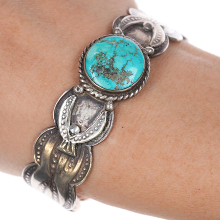 6.5" Vintage RP Navajo sterling and turquoise cuff bracelet - Estate Fresh Austin