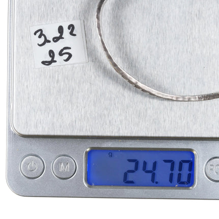 7.12" 20's-30's Navajo Ingot silver heavy stamped snake cuff bracelet turquoise - Estate Fresh Austin