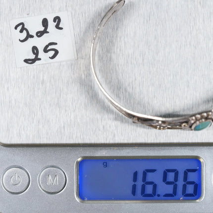 6.375" Vintage Bell Trading post sterling cuff bracelet w/long turquoise - Estate Fresh Austin