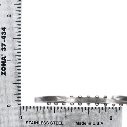 6.12" 30's-40's Zuni Silver Dot dot Dash turquoise row cuff bracelet - Estate Fresh Austin