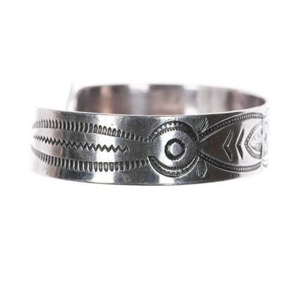 6.5" c1940's Navajo silver heavily stamped cuff bracelet - Estate Fresh Austin