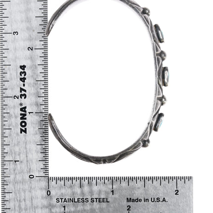 6.5" 30's-40's Navajo silver 3 stone turquoise cuff bracelet - Estate Fresh Austin