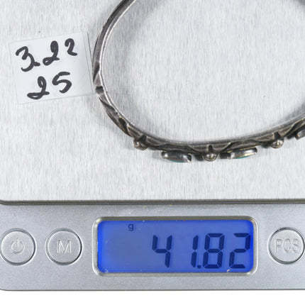 6.5" 30's-40's Navajo silver 3 stone turquoise cuff bracelet - Estate Fresh Austin