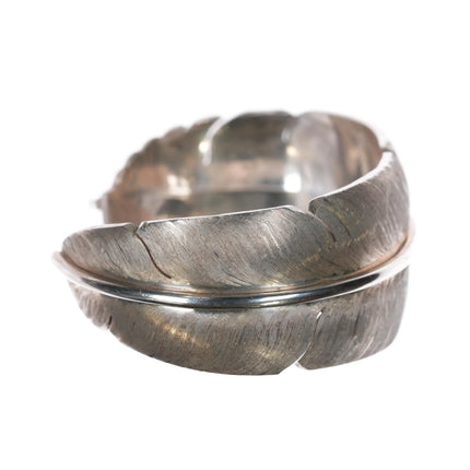 6.25" Michael Kirk Navajo silver feather cuff bracelet sterling - Estate Fresh Austin