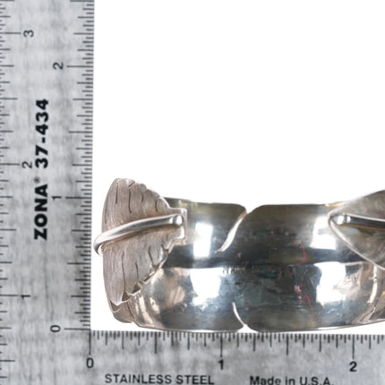 6.25" Michael Kirk Navajo silver feather cuff bracelet sterling - Estate Fresh Austin