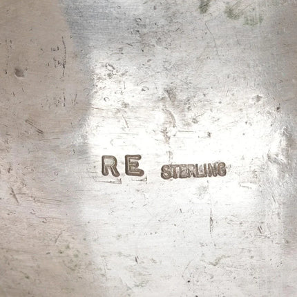 7.625" Rick Enriquez Navajo sterling heavily stamped silver wide cuff bracelet - Estate Fresh Austin