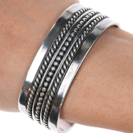 6.5" Arnold Yazzie Navajo Heavy twisted wire silver cuff bracelet - Estate Fresh Austin