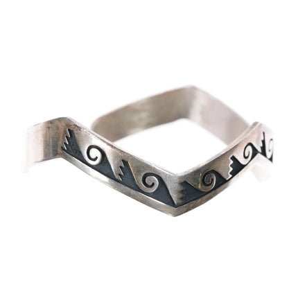 7" Stacey Josytewa Hopi Overlay cuff bracelet sterling silver - Estate Fresh Austin