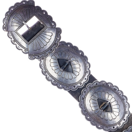 40's-50's Navajo First Phase Revival large Silver concho belt - Estate Fresh Austin