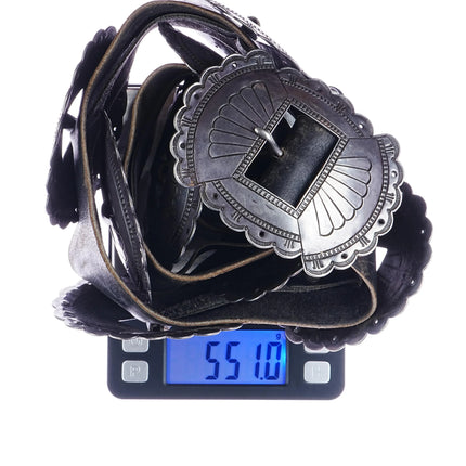 40's-50's Navajo First Phase Revival large Silver concho belt - Estate Fresh Austin