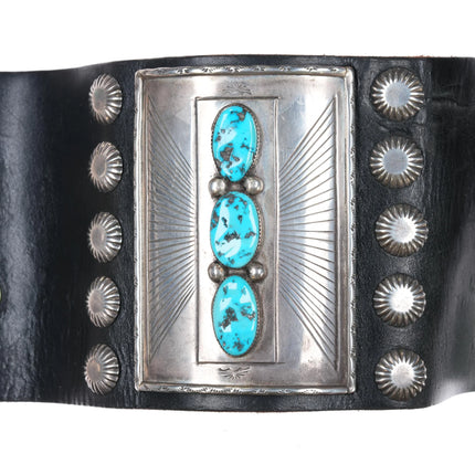 8" Vintage Ketoh Bowguard silver and turquoise bracelet - Estate Fresh Austin