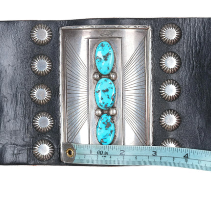 8" Vintage Ketoh Bowguard silver and turquoise bracelet - Estate Fresh Austin