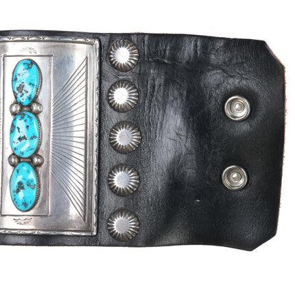 8" Vintage Ketoh Bowguard silver and turquoise bracelet - Estate Fresh Austin