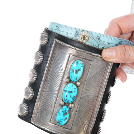 8" Vintage Ketoh Bowguard silver and turquoise bracelet - Estate Fresh Austin