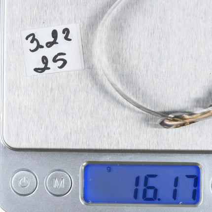 6.25" Adjustable Fritch Bros Sterling gold fill Hand engraved bangle bracelet - Estate Fresh Austin