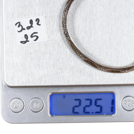 6.12" vintage Navajo heavily stamped carinated silver cuff bracelet - Estate Fresh Austin