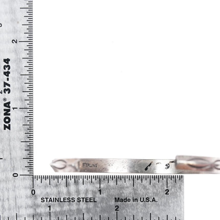 6.5" vintage Navajo heavily stamped carinated silver cuff bracelet - Estate Fresh Austin